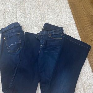 Bundle of 7 For All Mankind Deep Indigo Flare Jeans Kaylie size 26 and size 27